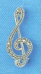 7161 Sterling Silver Marcasite Treble Clef Brooch